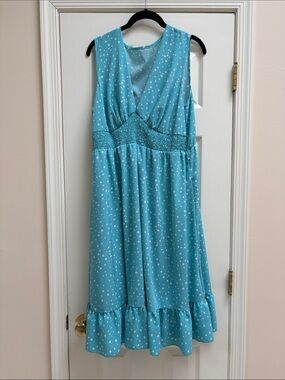 Aqua Polka Dot Sleeveless Dress